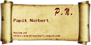 Papik Norbert névjegykártya